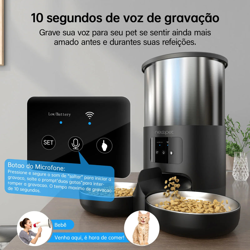 Comedouro automático com gravação de voz